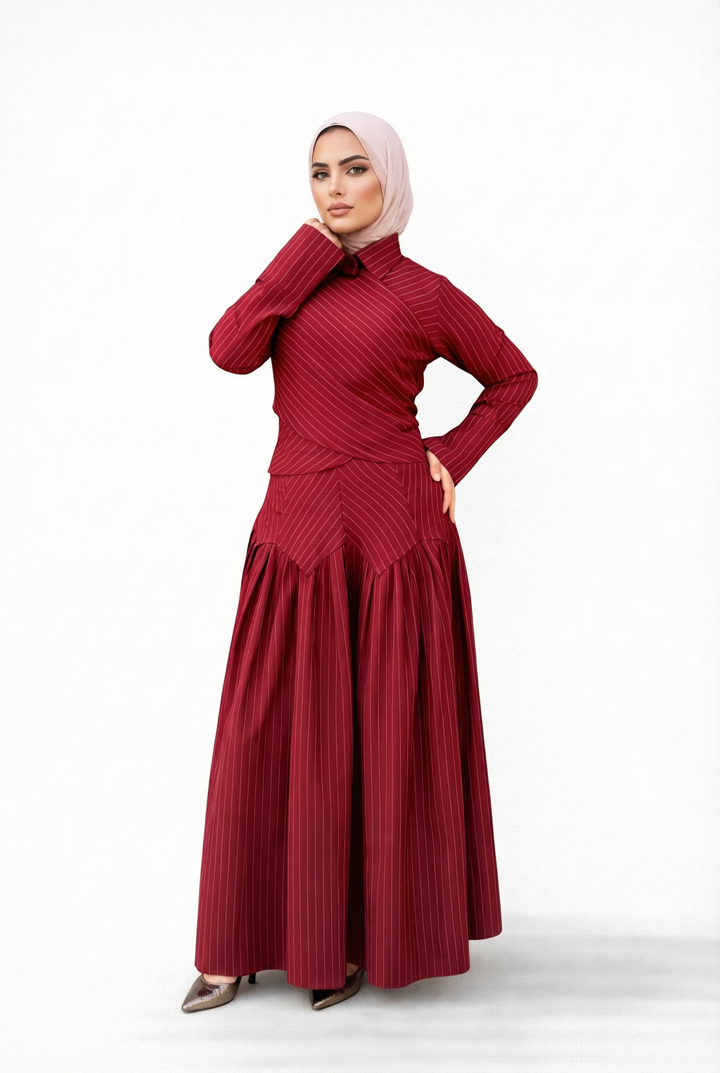 Midnight Poise Maxi Set - burgundy