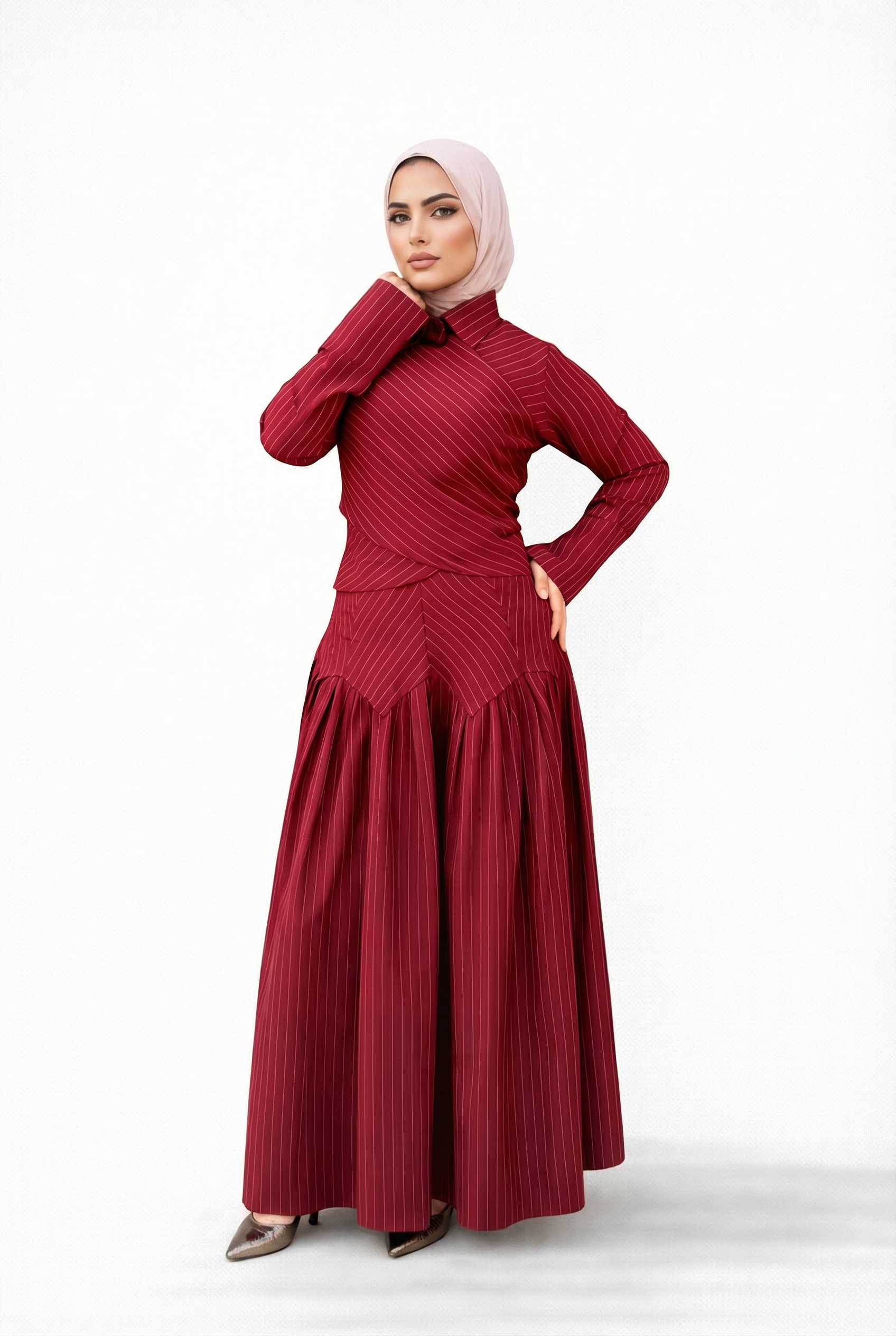 Midnight Poise Maxi Set - burgundy
