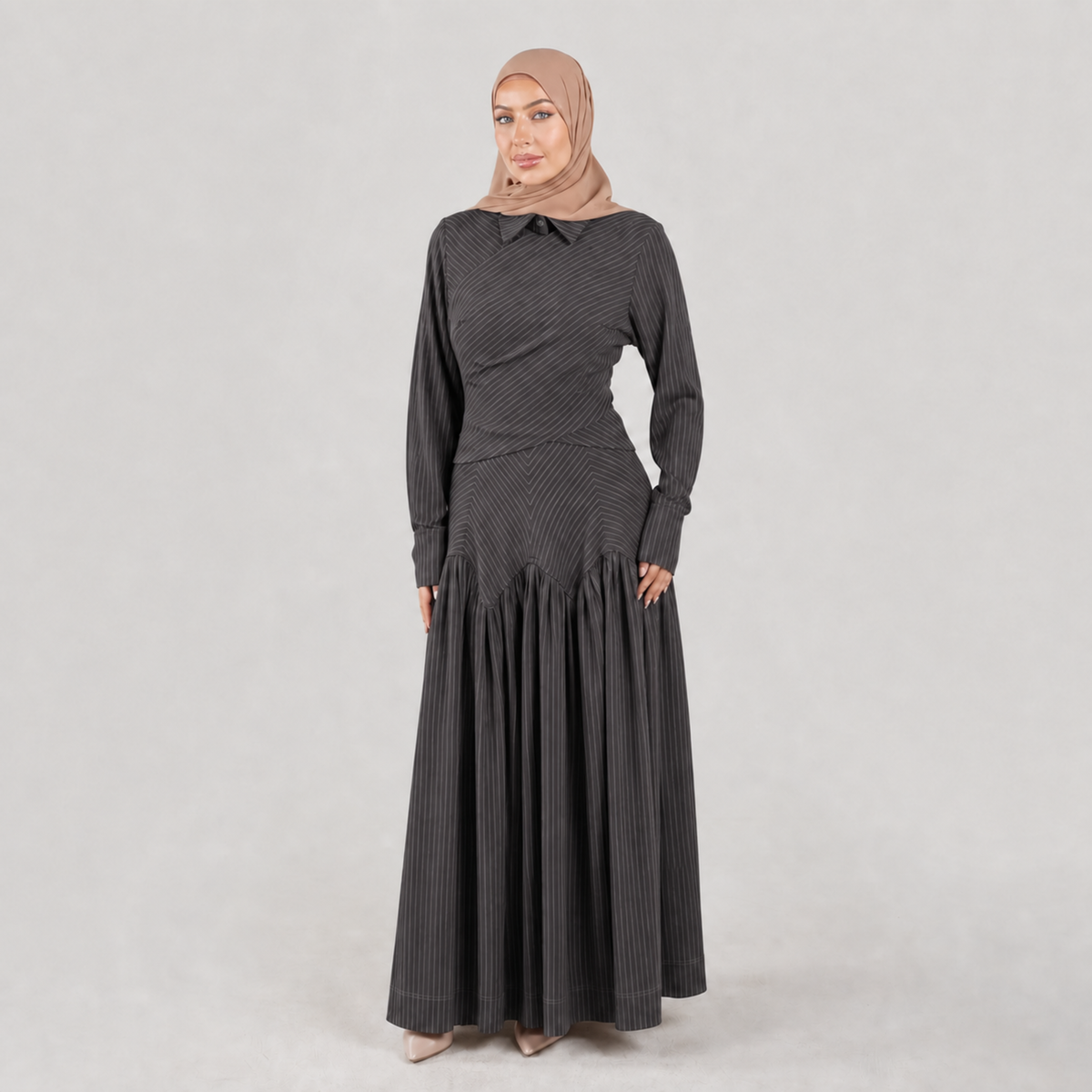 Midnight Poise Maxi Set - Dark Grey