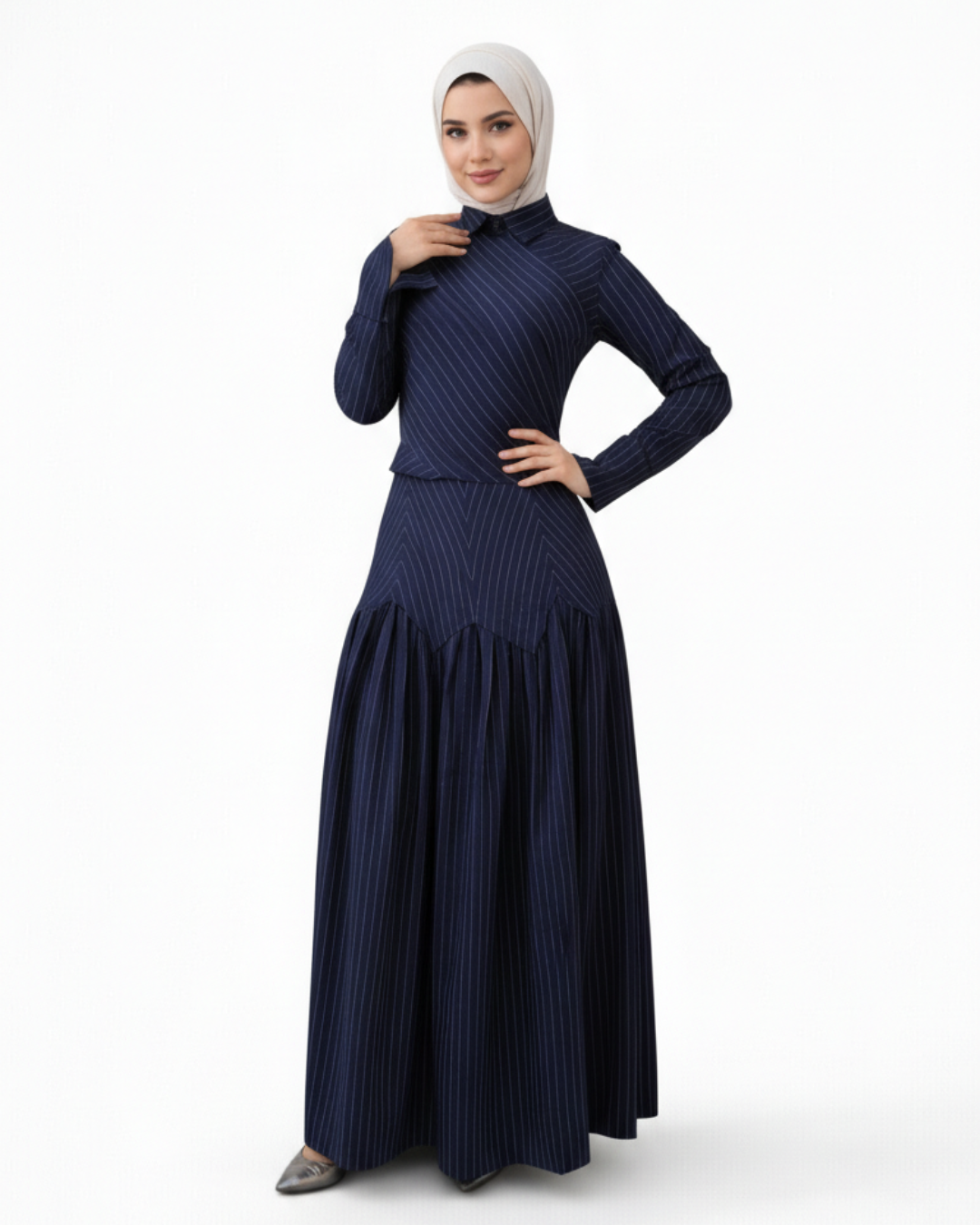Midnight Poise Maxi Set - Navy