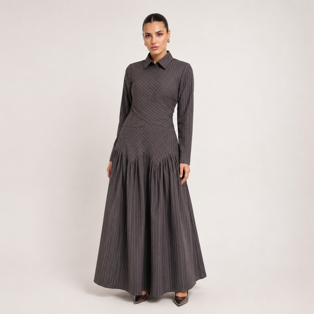 Midnight Poise Maxi Set - Dark Grey