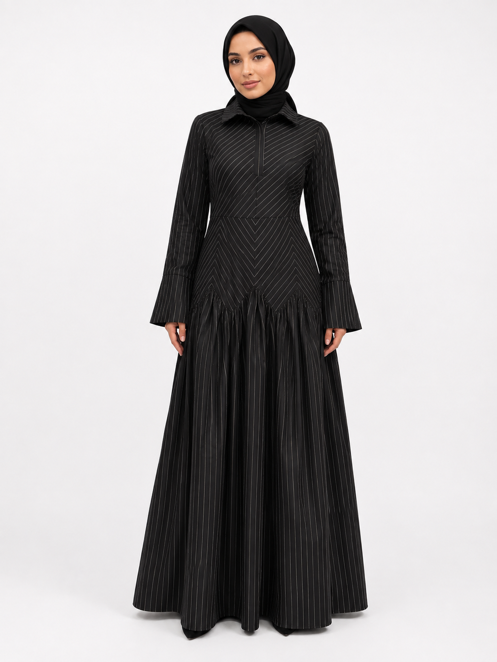 The Pinstripe Grace Dress - Black