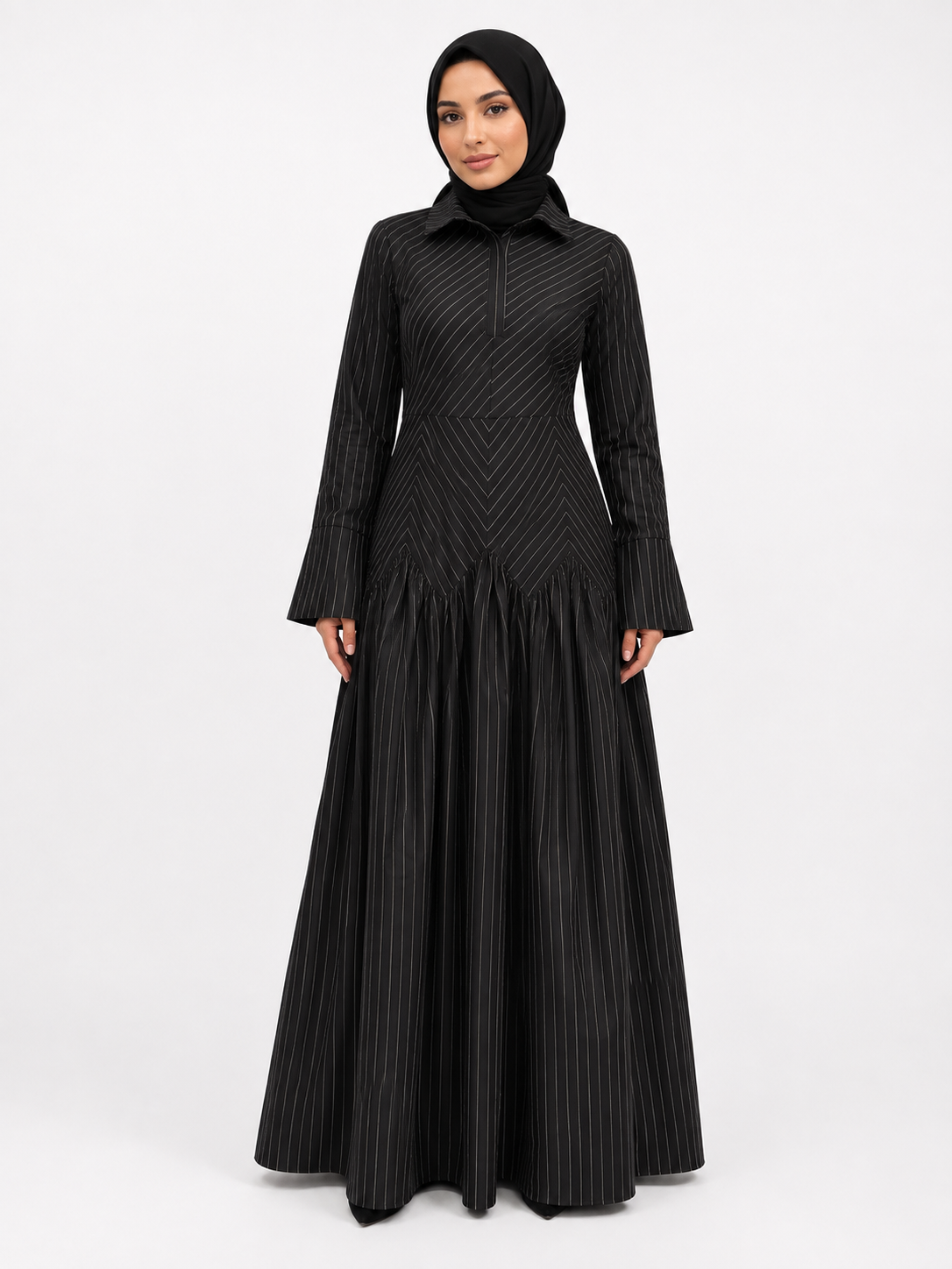 The Pinstripe Grace Dress - Black