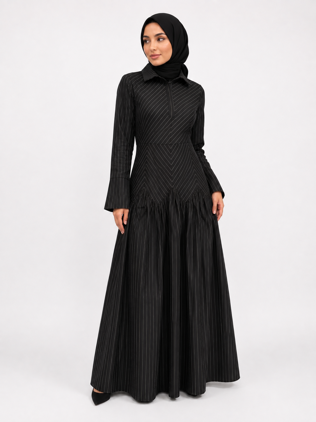 The Pinstripe Grace Dress - Black