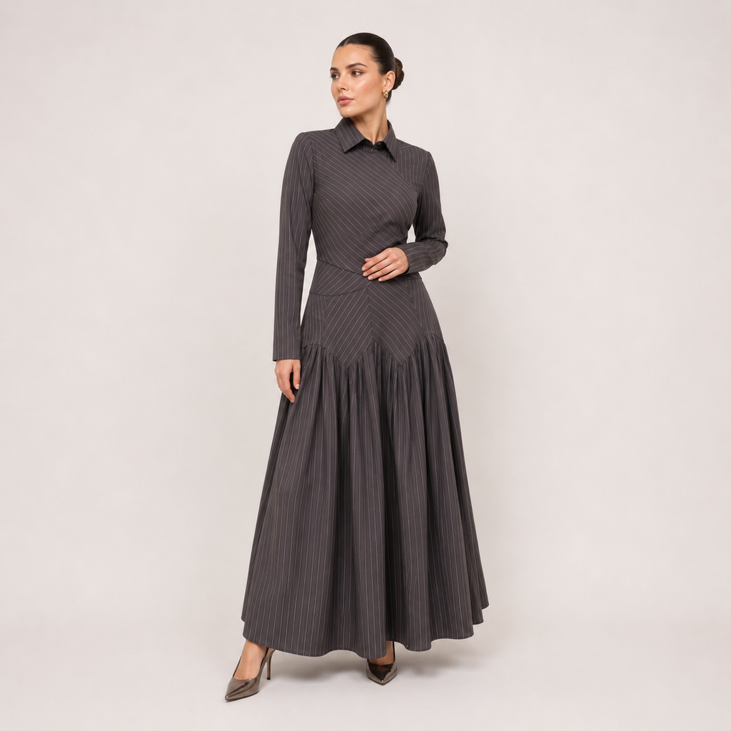 Midnight Poise Maxi Set - Dark Grey