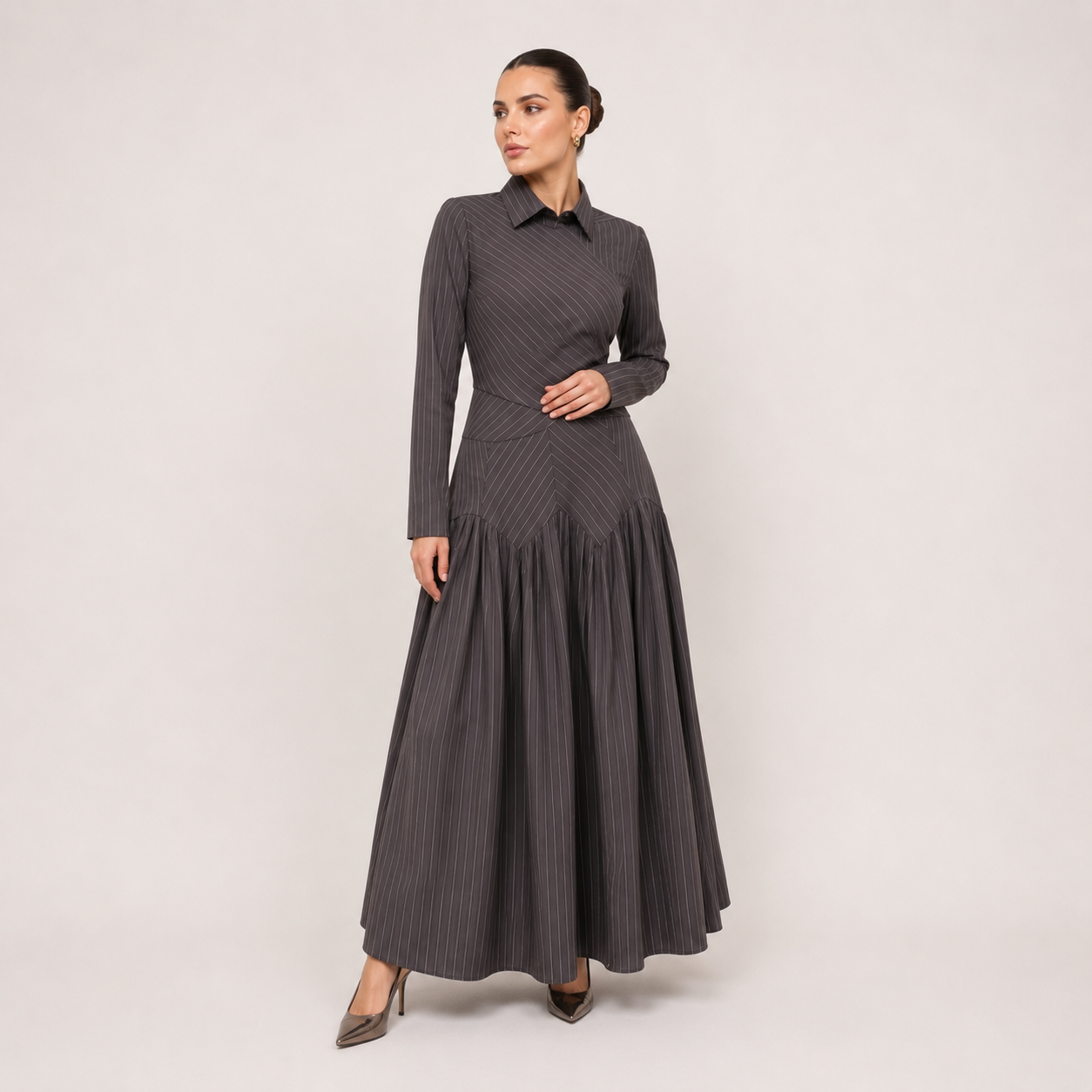 Midnight Poise Maxi Set - Dark Grey