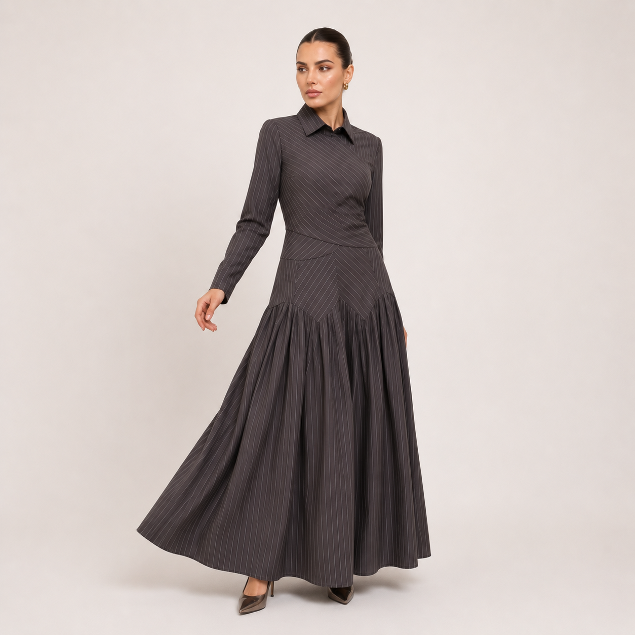 Midnight Poise Maxi Set - Dark Grey