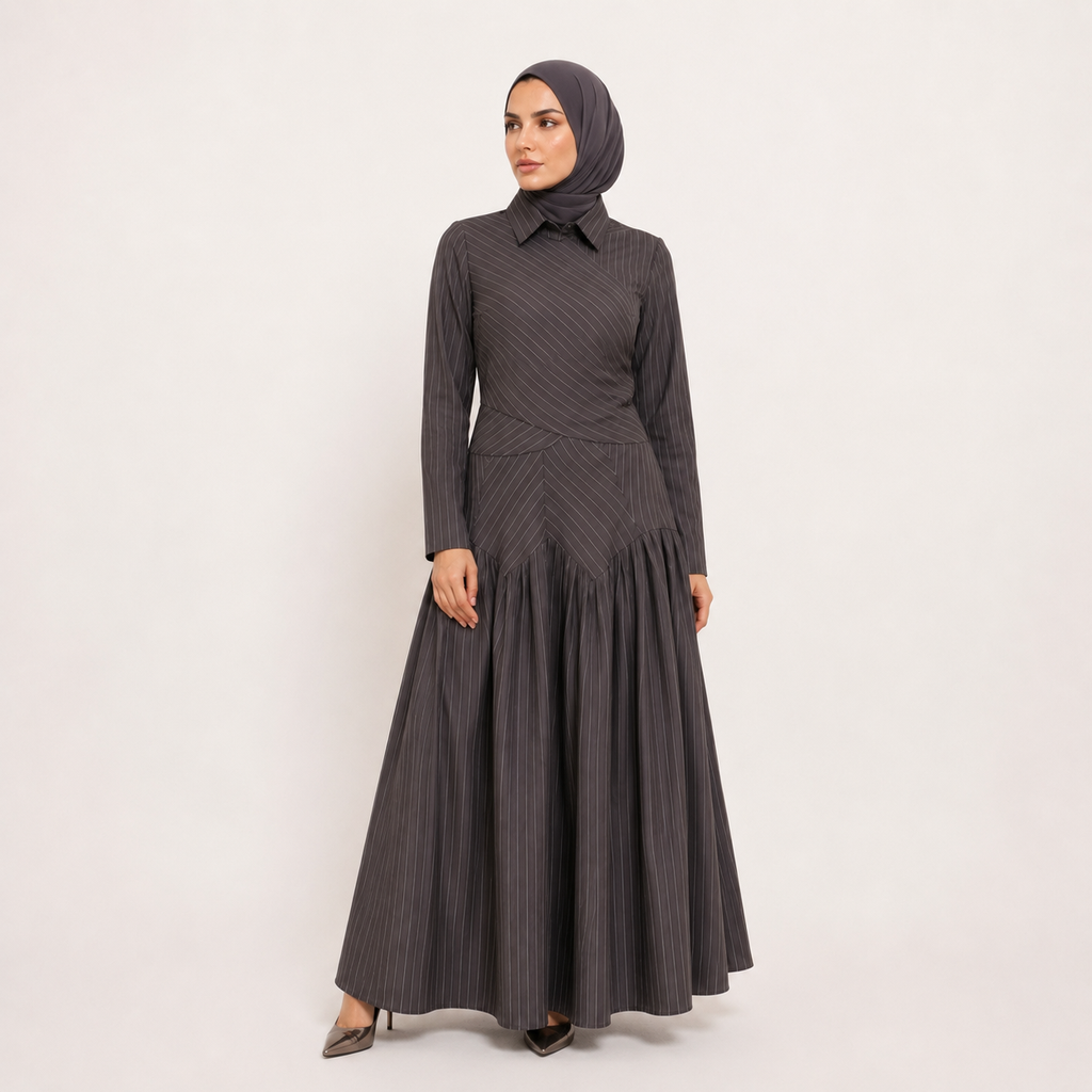 Midnight Poise Maxi Set - Dark Grey