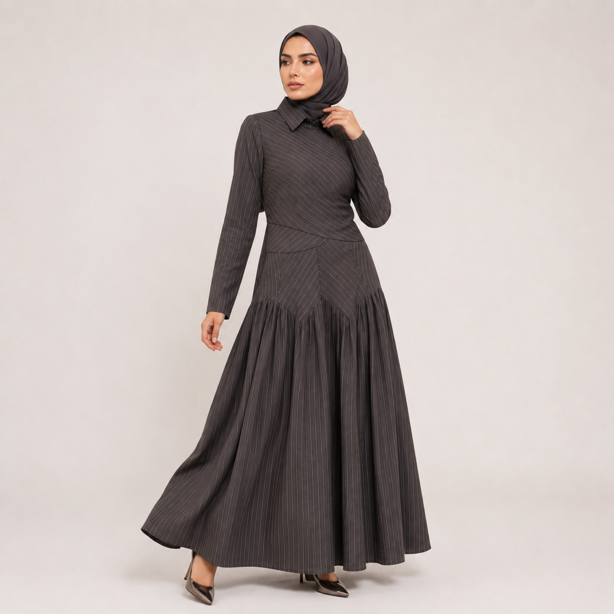 Midnight Poise Maxi Set - Dark Grey