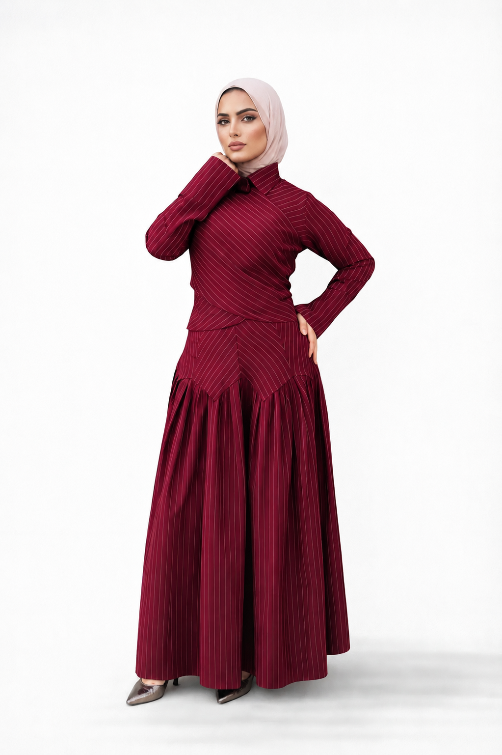 Midnight Poise Maxi Set - burgundy