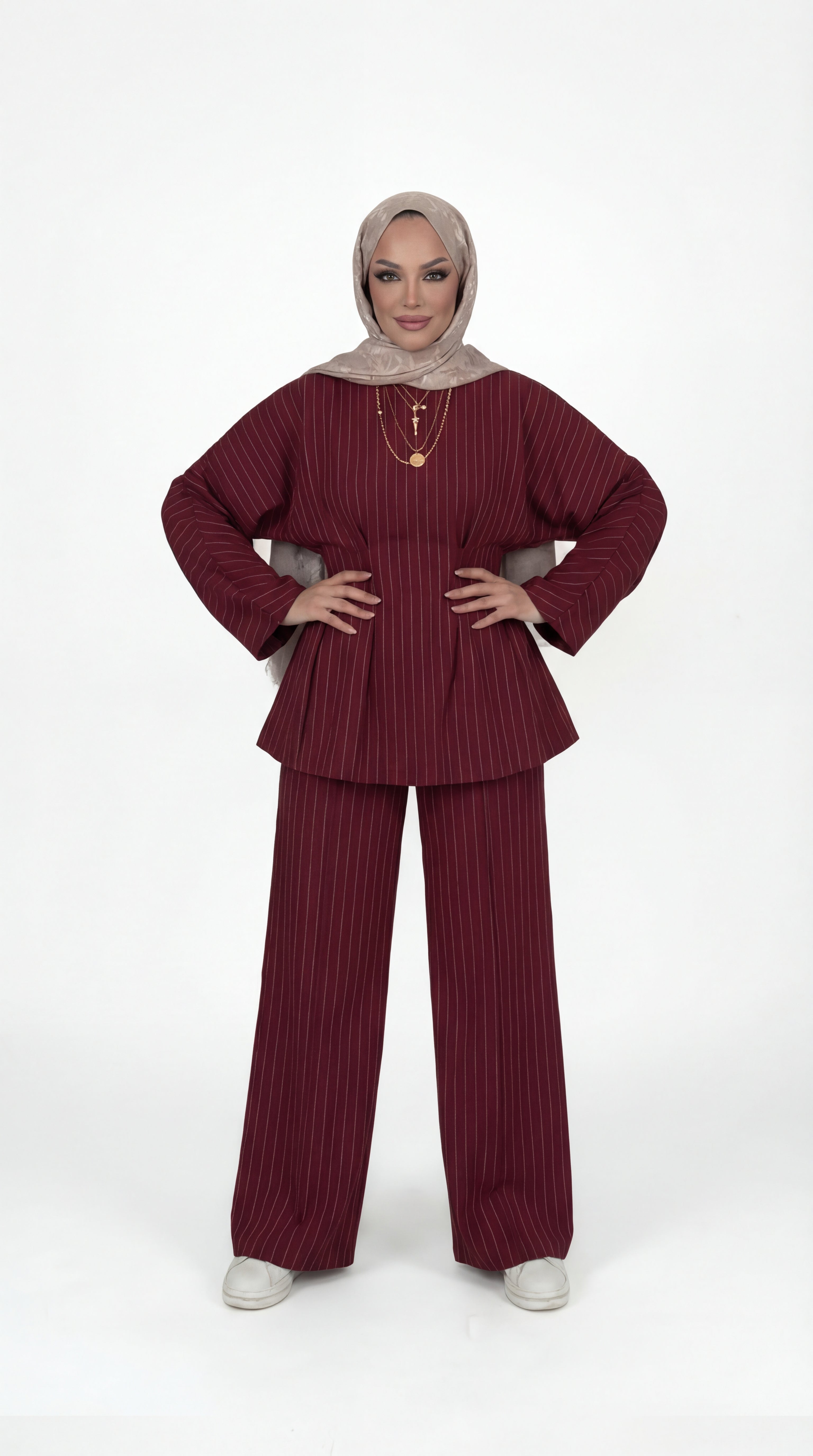 Burgundy Pinstripe Set