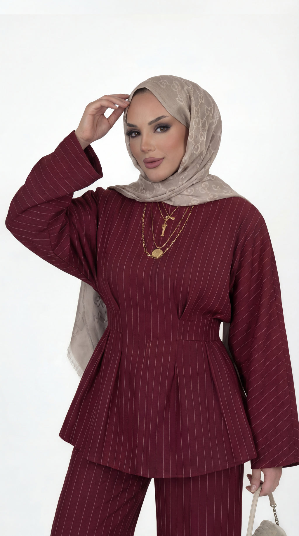 Burgundy Pinstripe Set