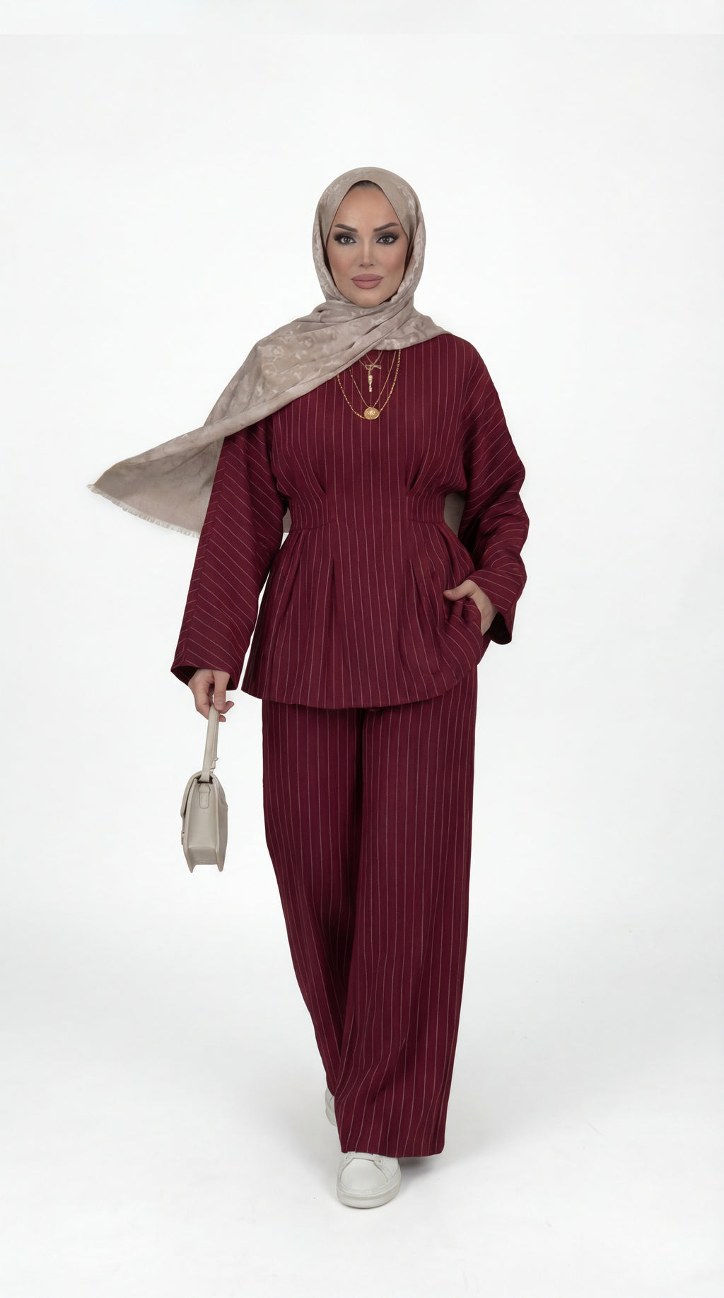 Burgundy Pinstripe Set