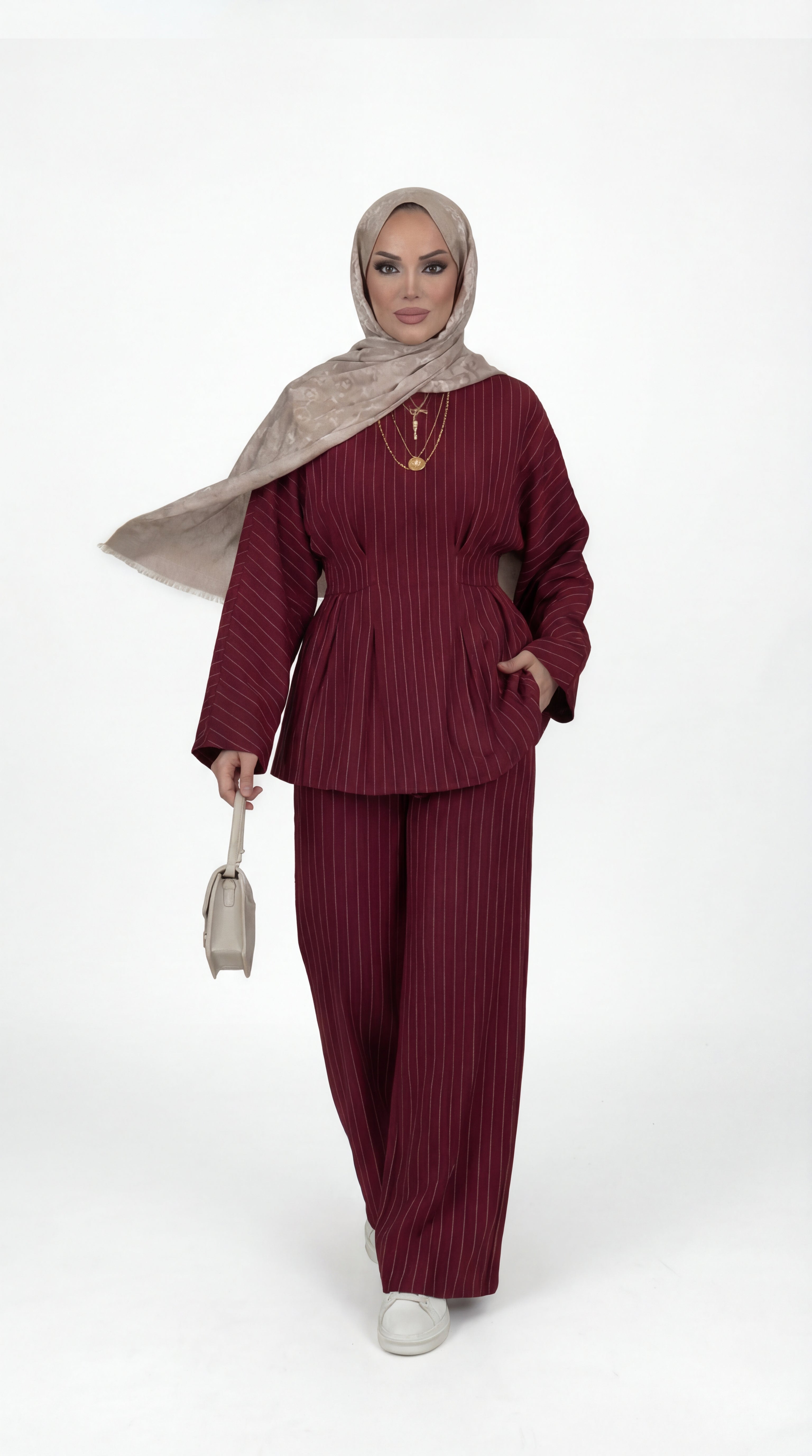 Burgundy Pinstripe Set