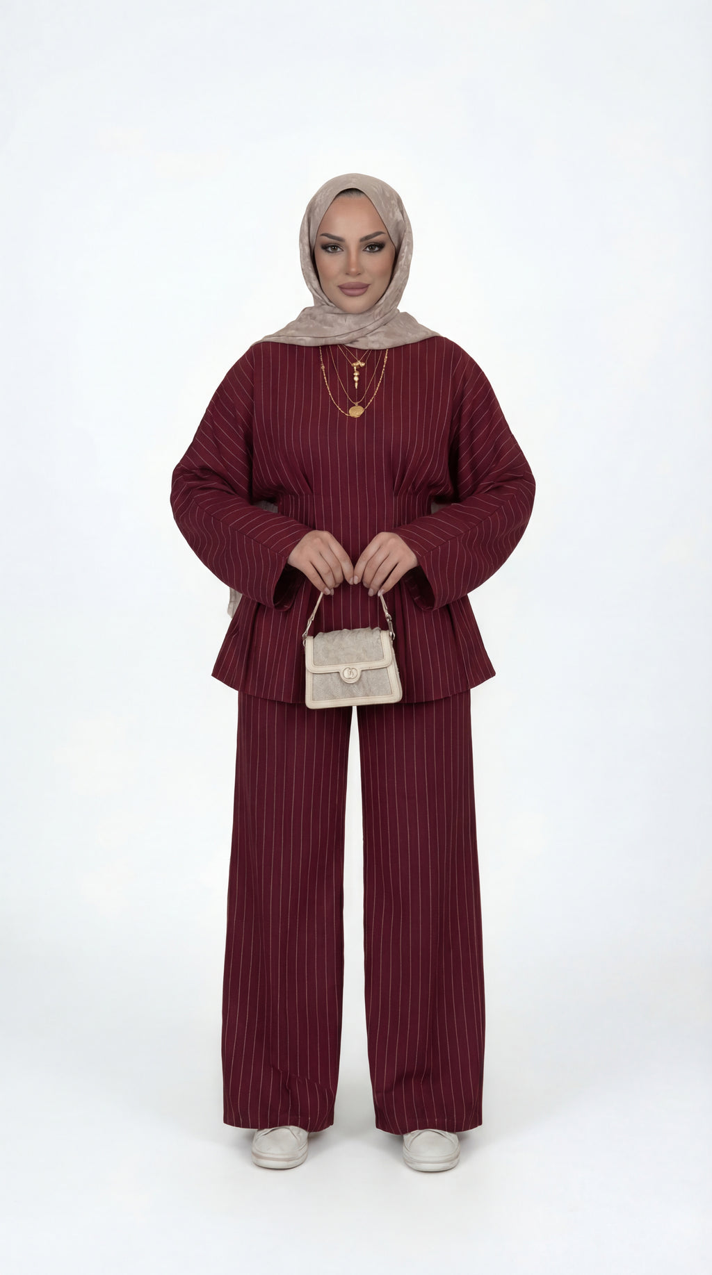 Burgundy Pinstripe Set