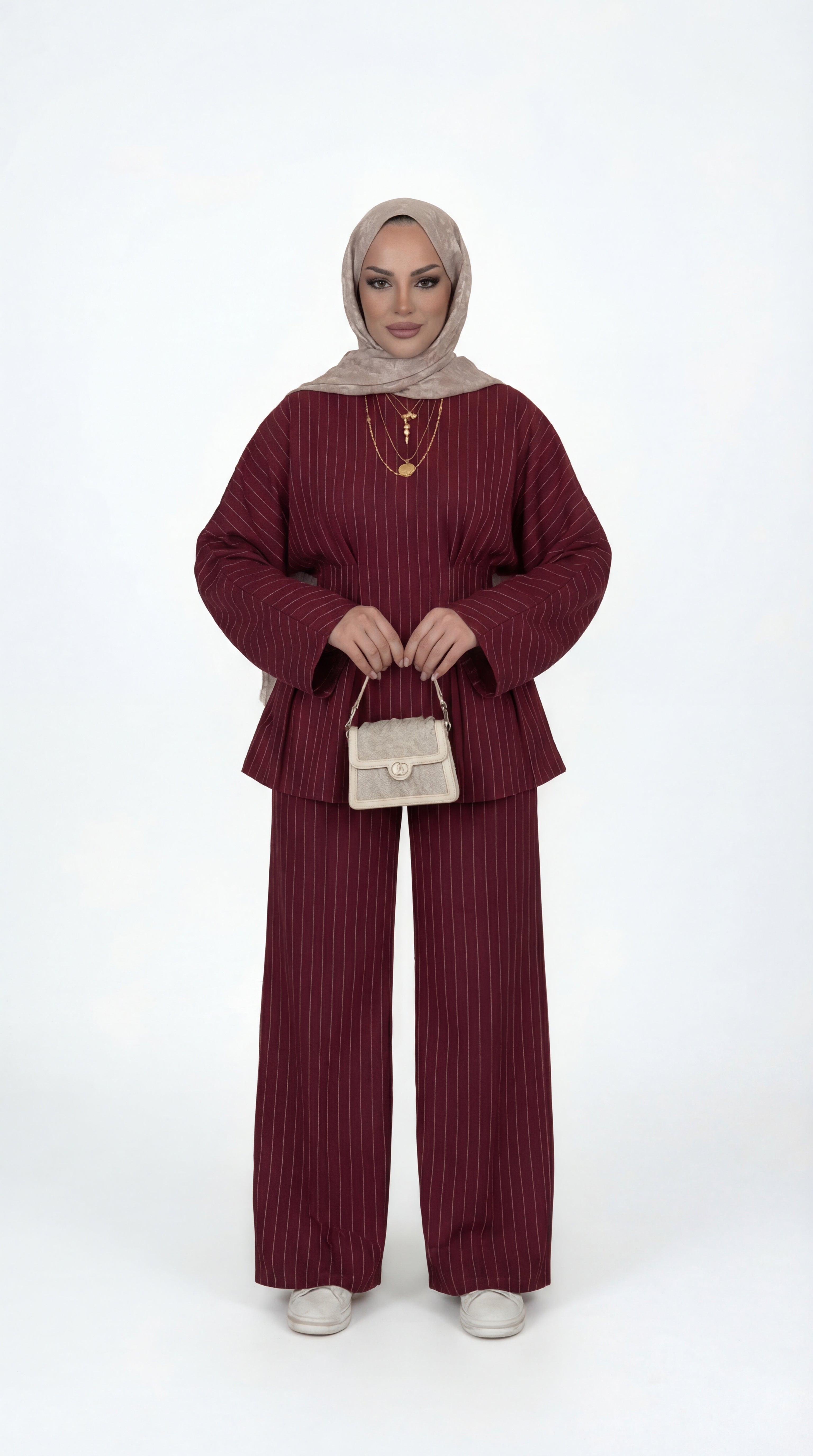 Burgundy Pinstripe Set