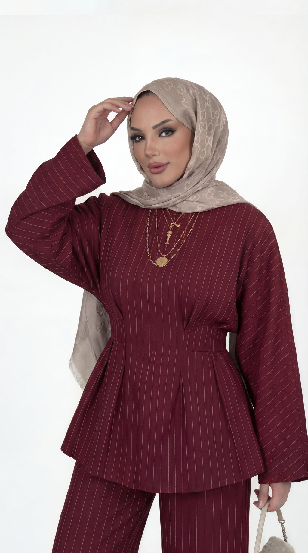 Burgundy Pinstripe Set