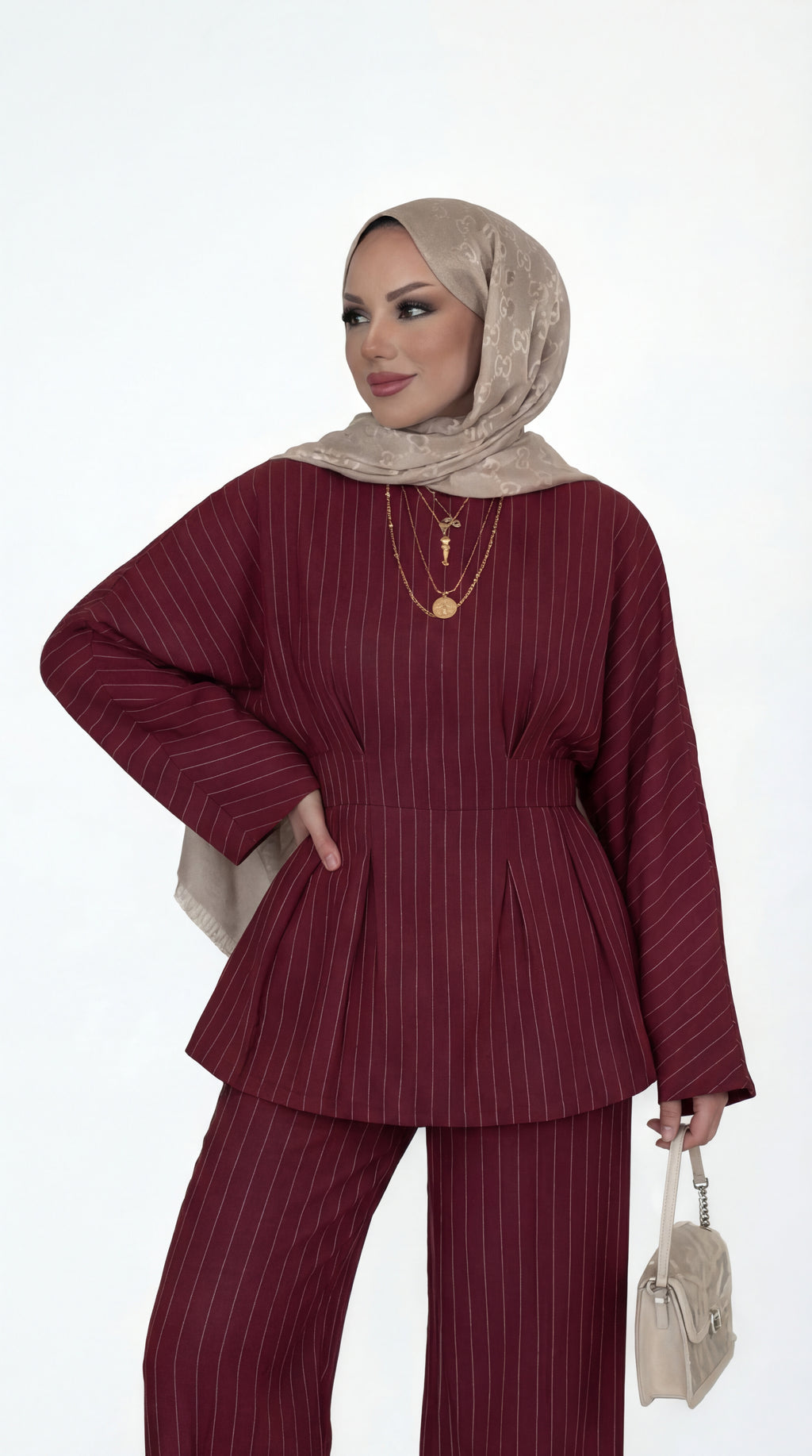 Burgundy Pinstripe Set