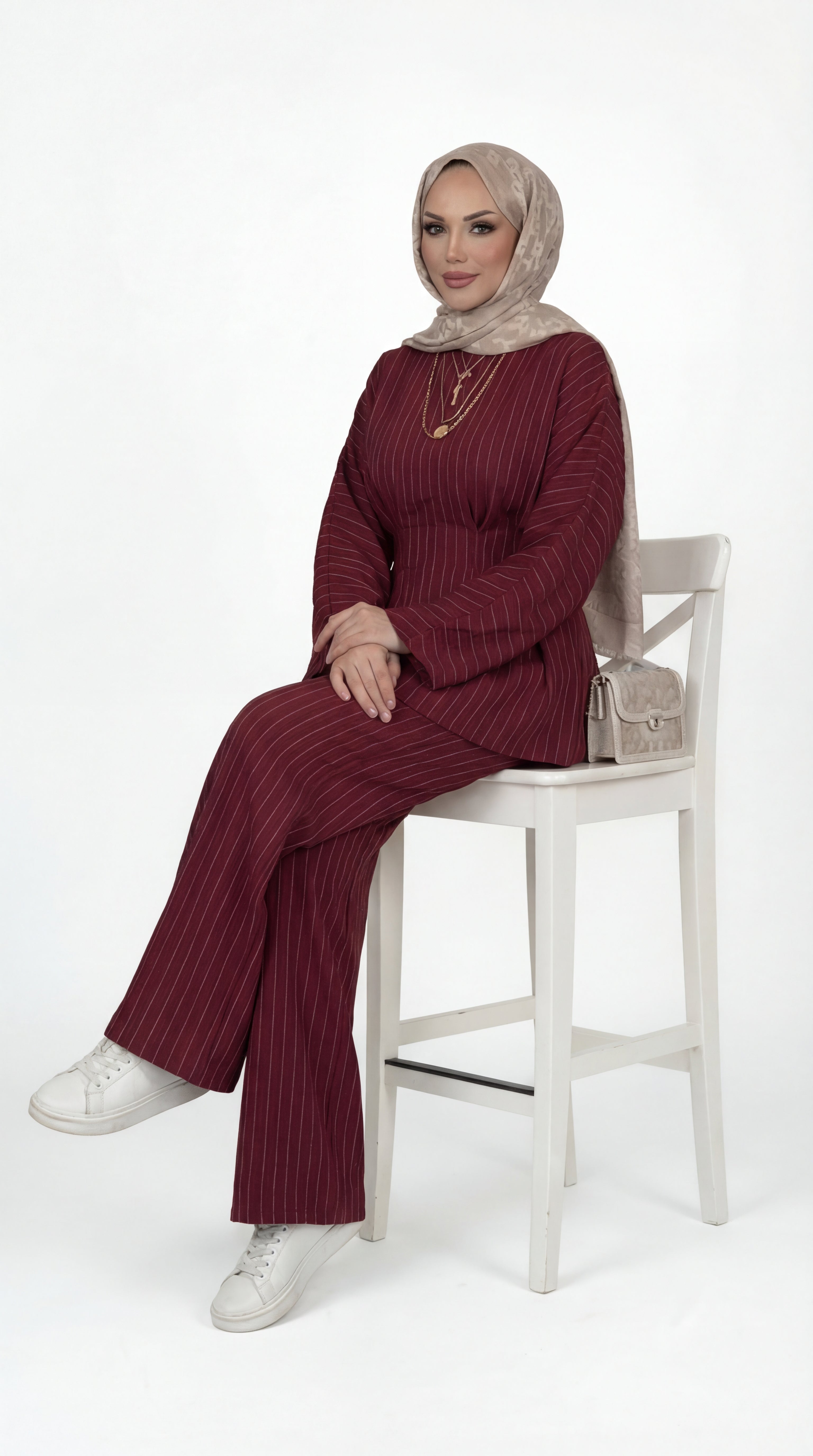 Burgundy Pinstripe Set