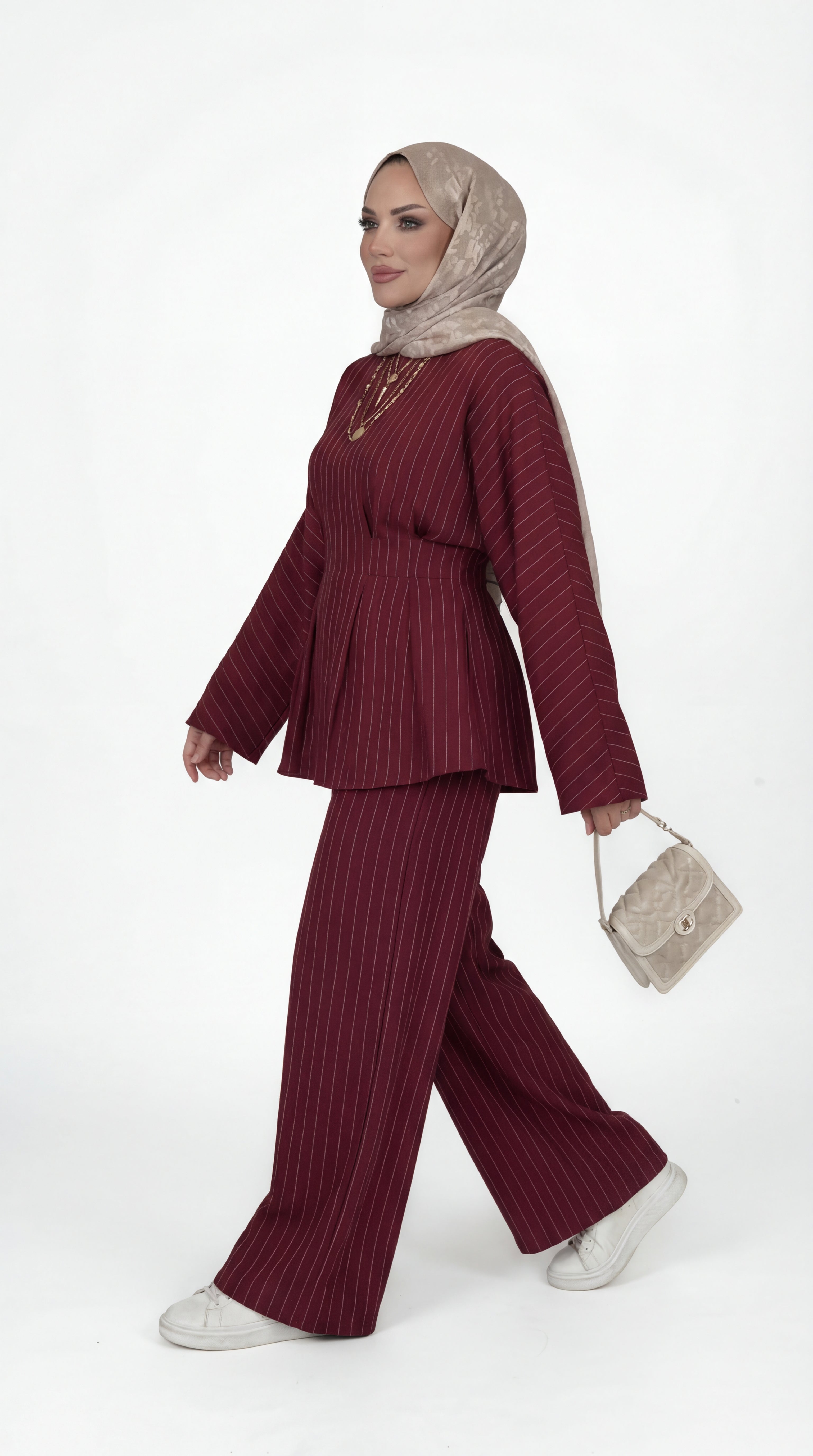 Burgundy Pinstripe Set