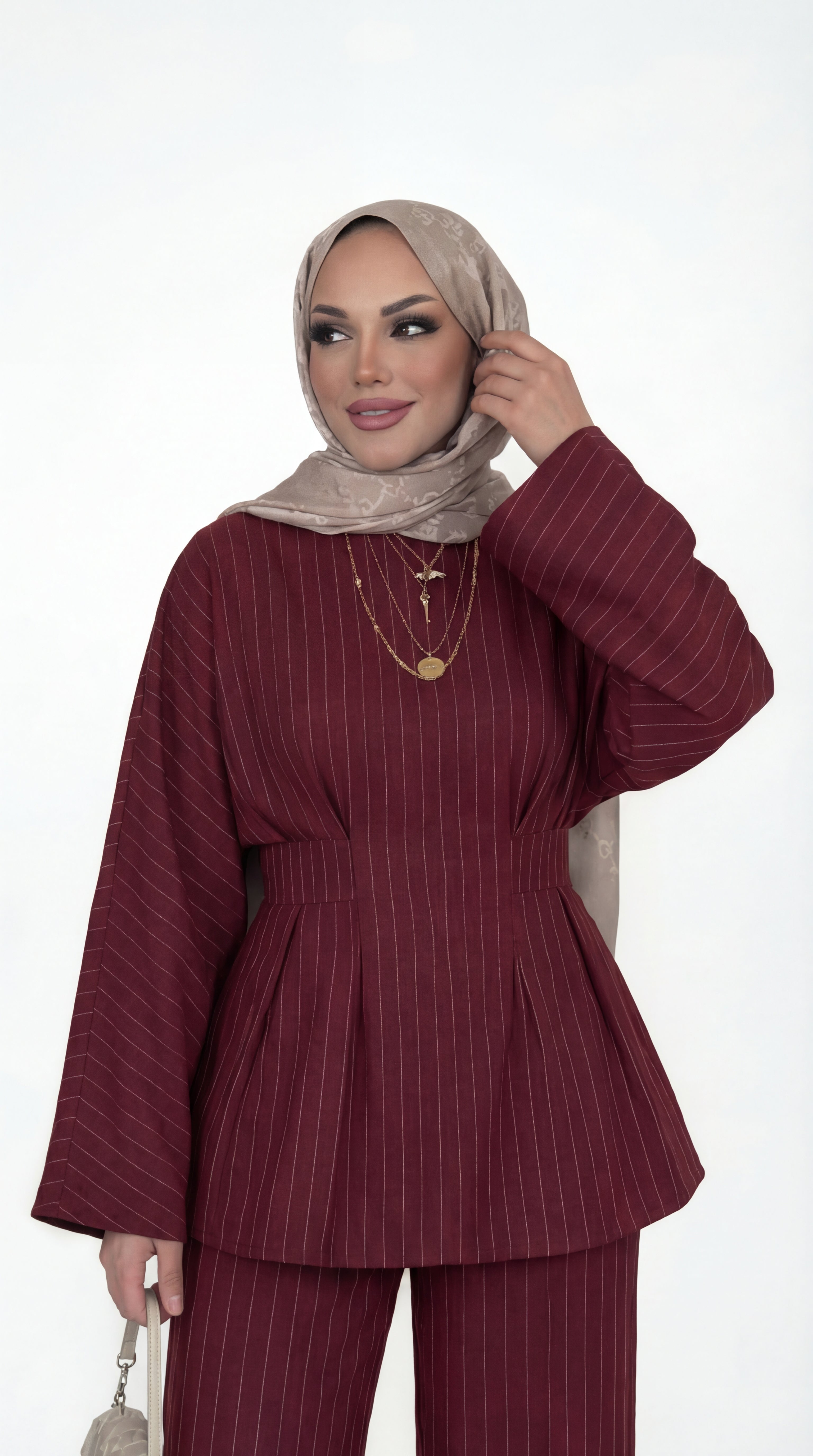 Burgundy Pinstripe Set