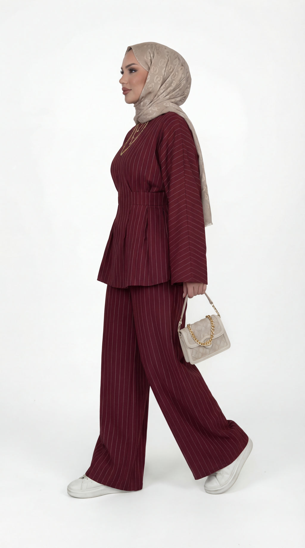 Burgundy Pinstripe Set