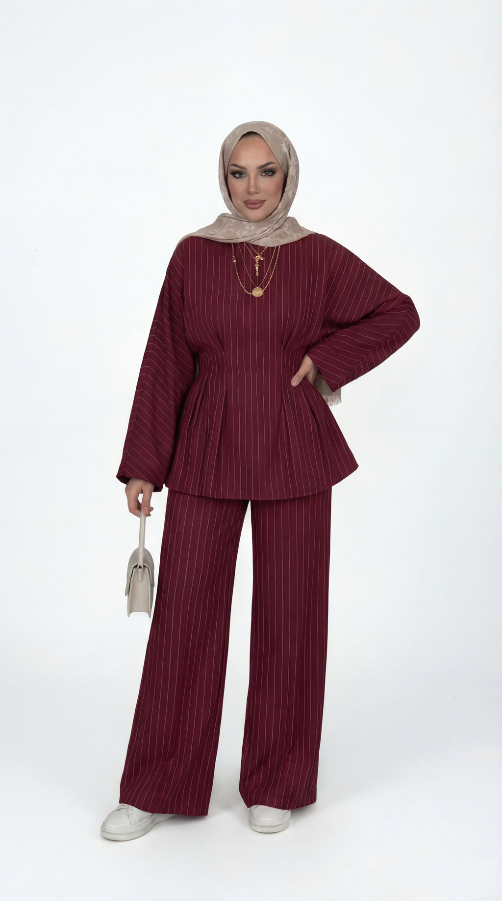 Burgundy Pinstripe Set