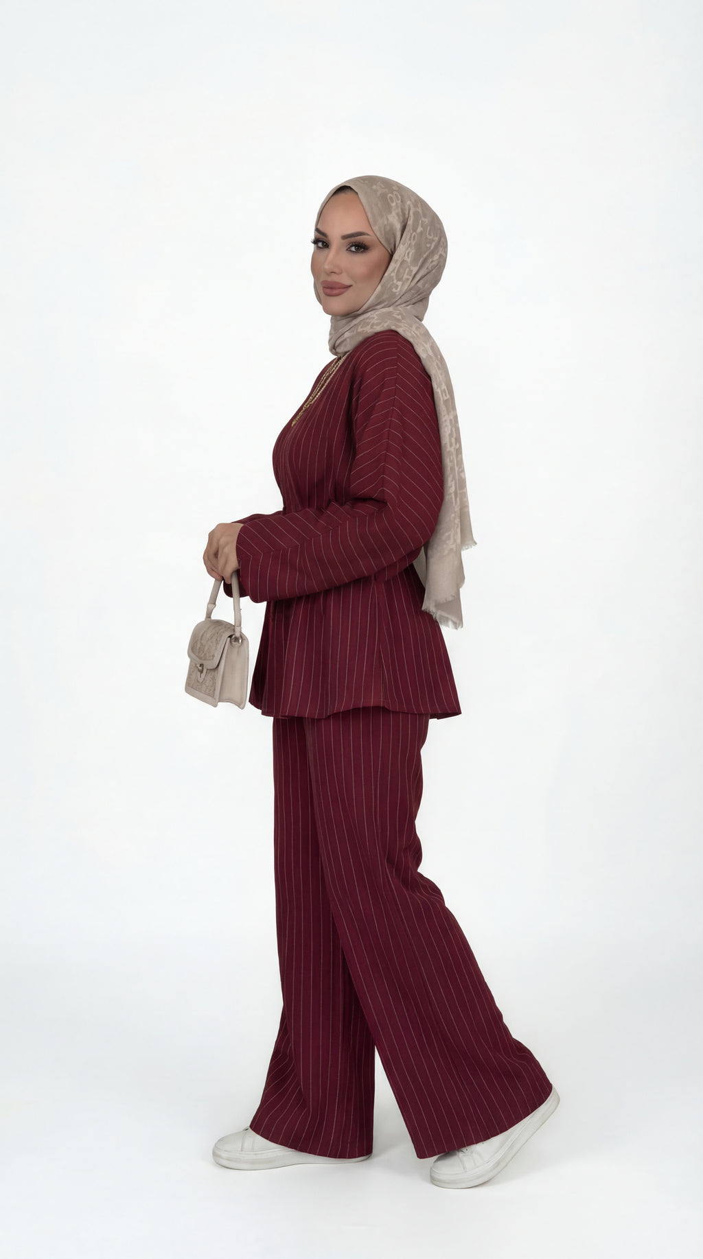 Burgundy Pinstripe Set