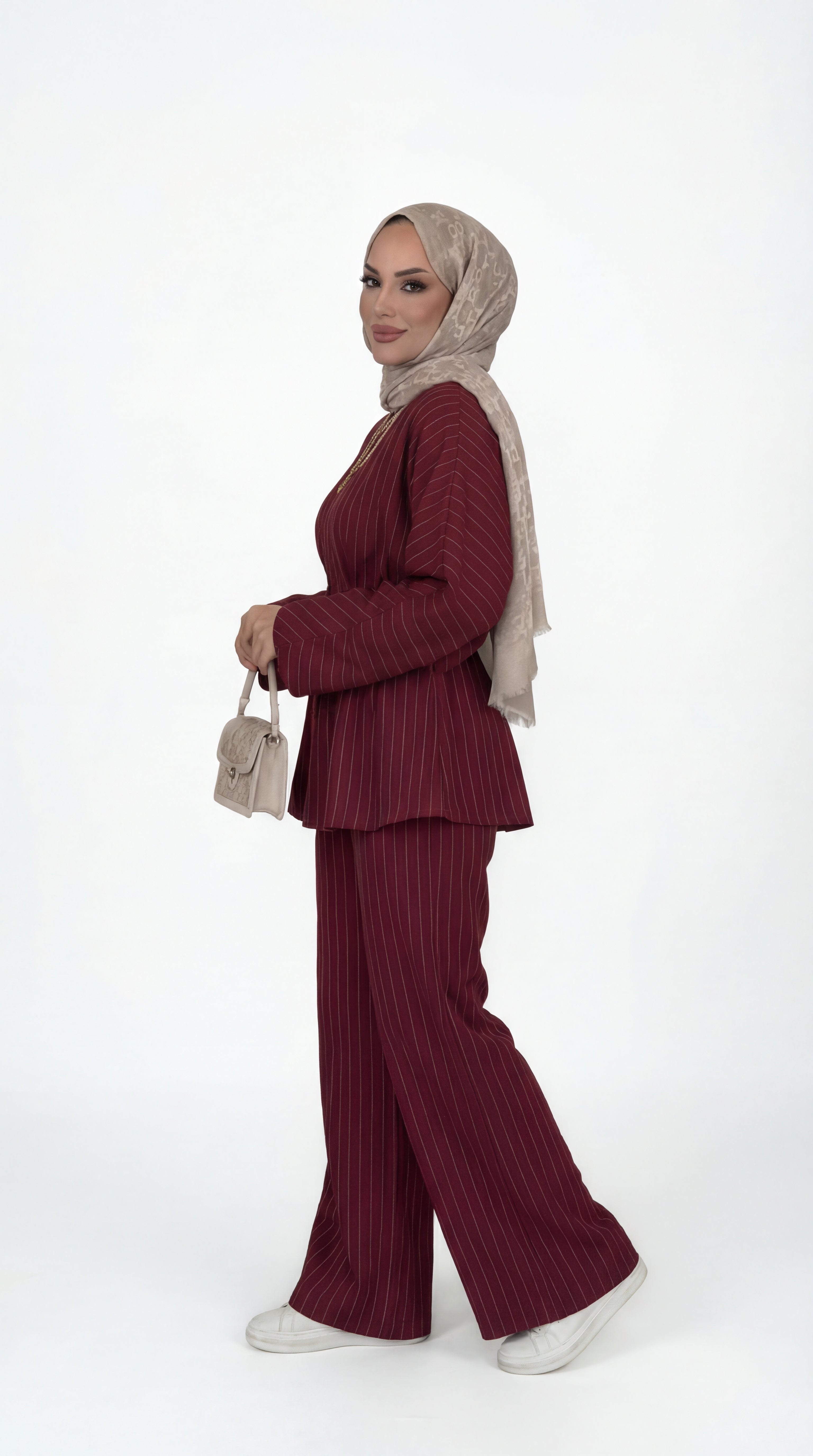 Burgundy Pinstripe Set