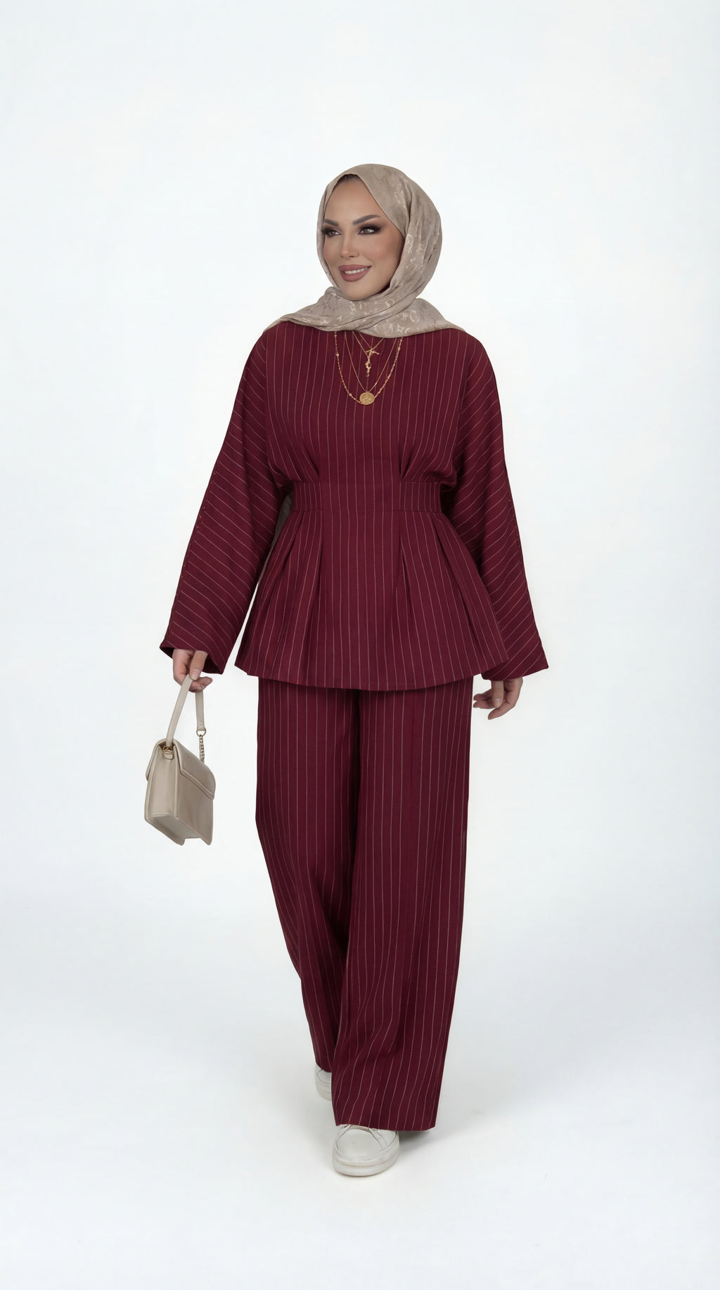 Burgundy Pinstripe Set