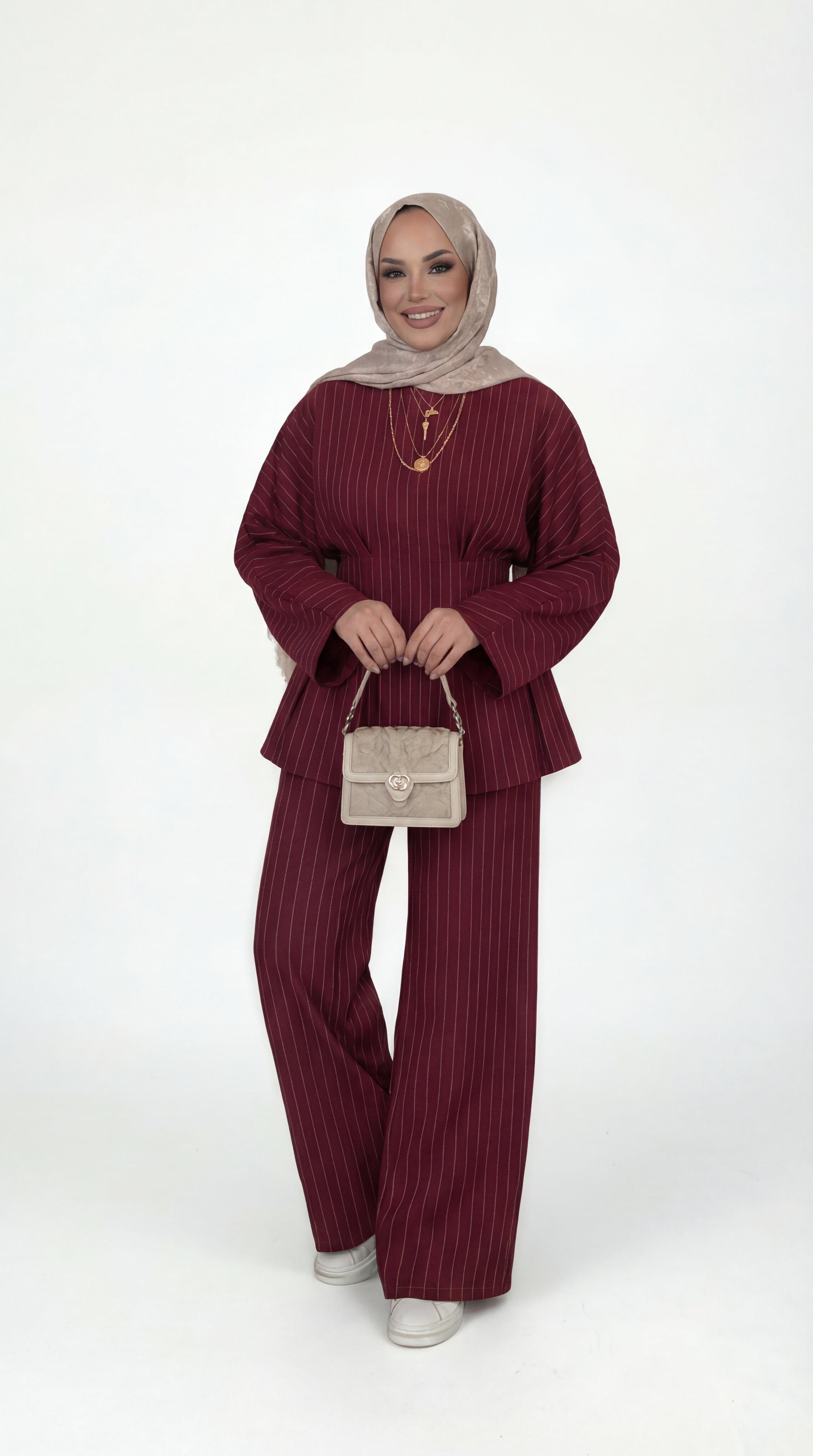 Burgundy Pinstripe Set