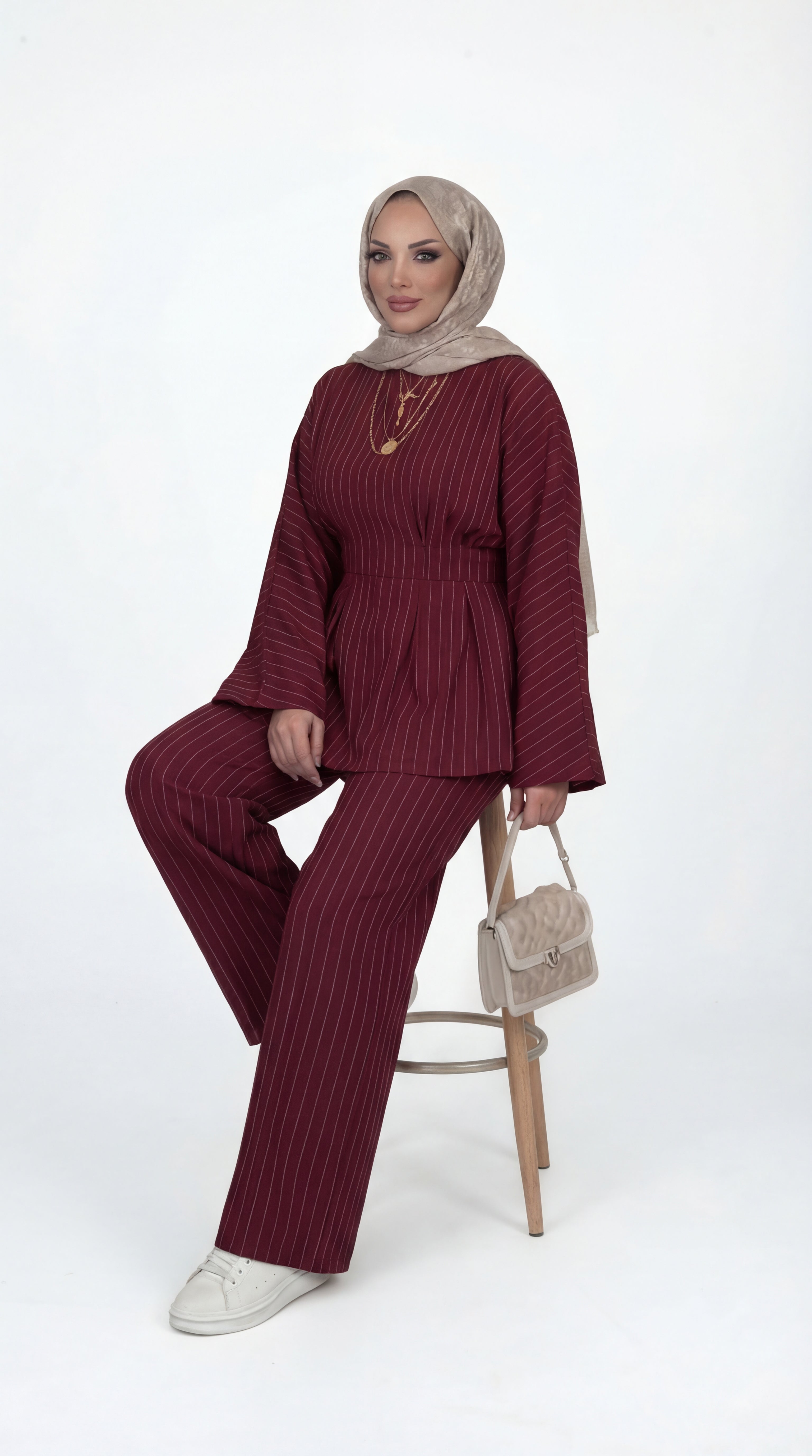 Burgundy Pinstripe Set