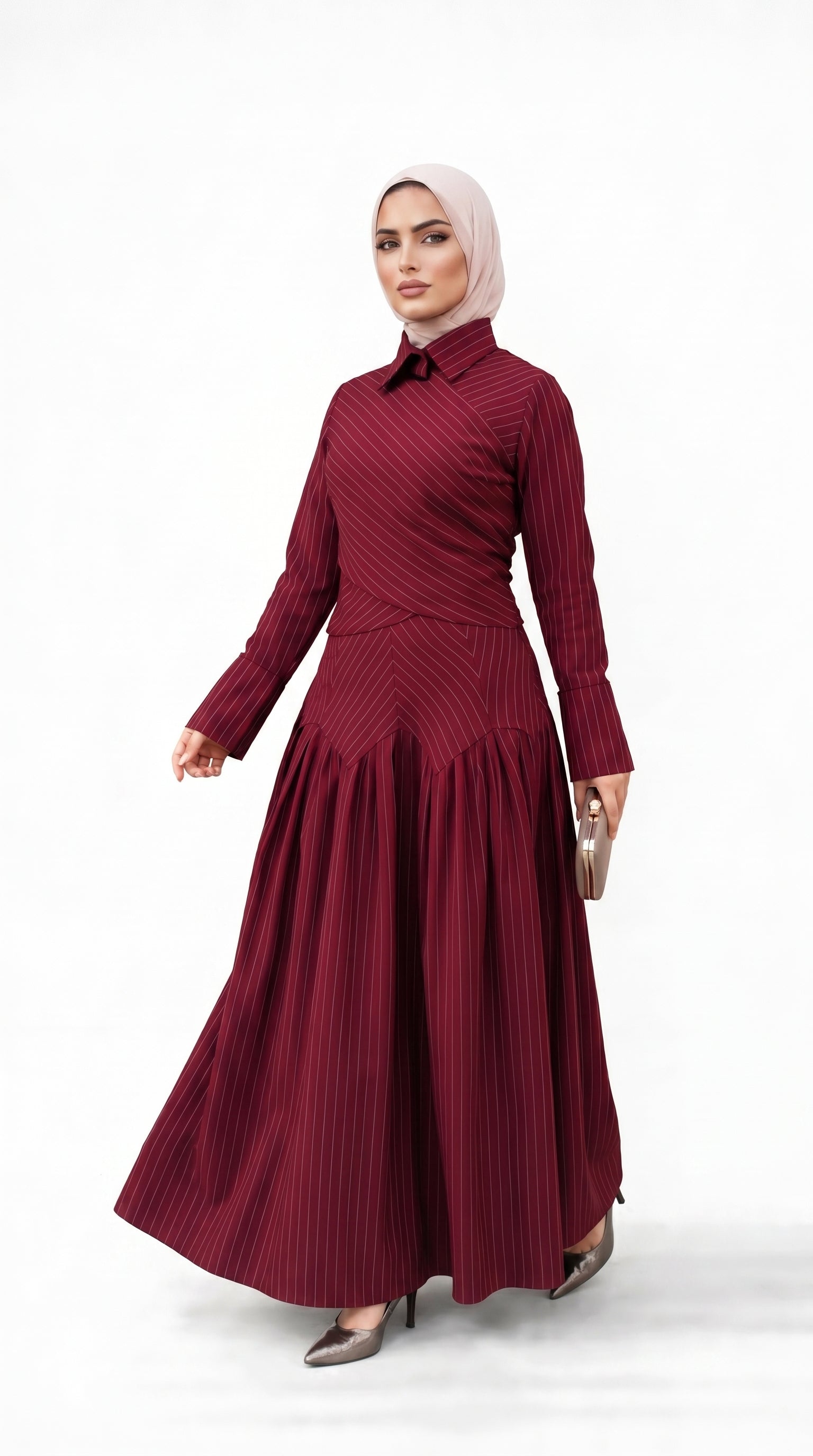 Midnight Poise Maxi Set - burgundy
