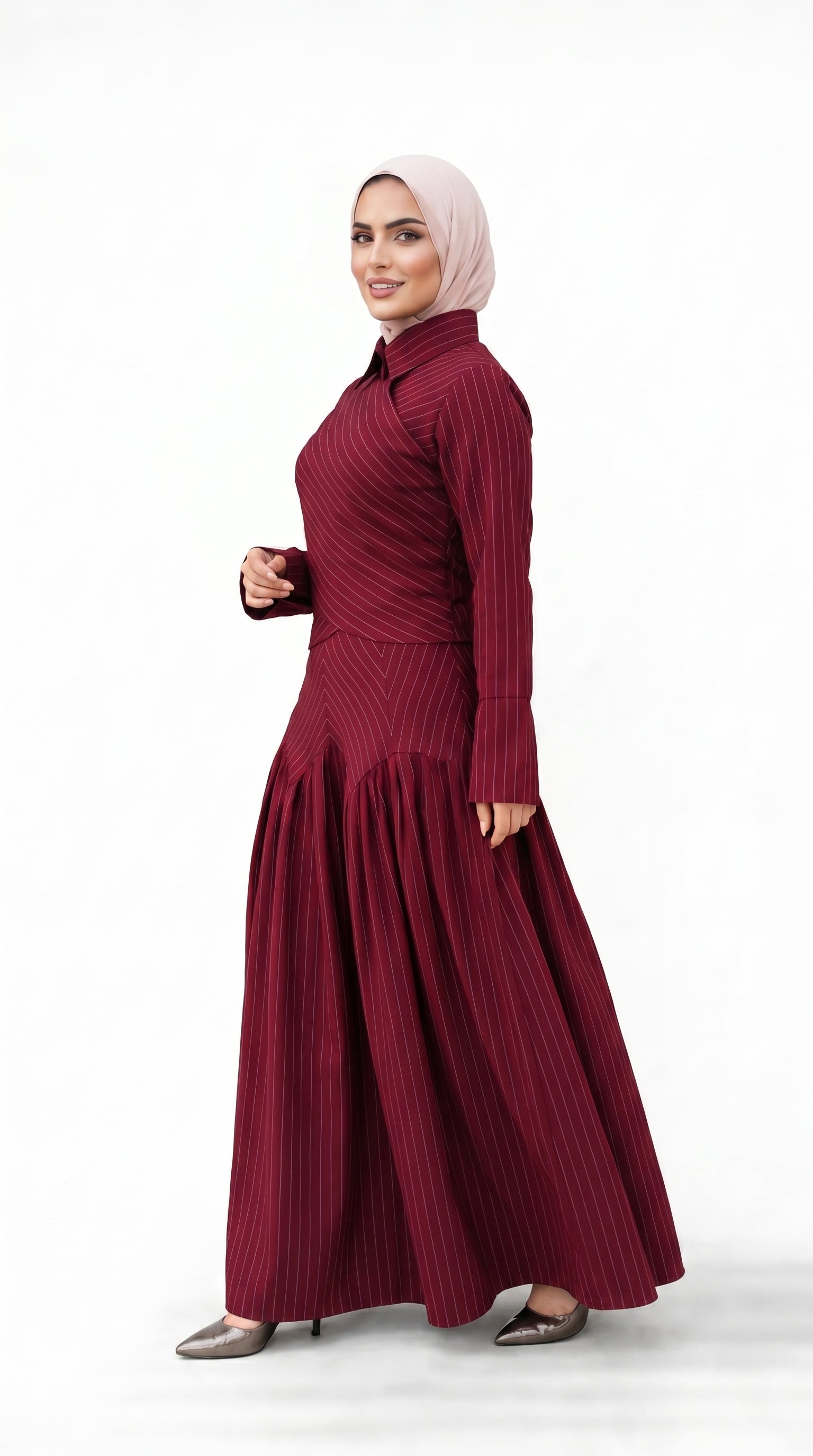 Midnight Poise Maxi Set - burgundy