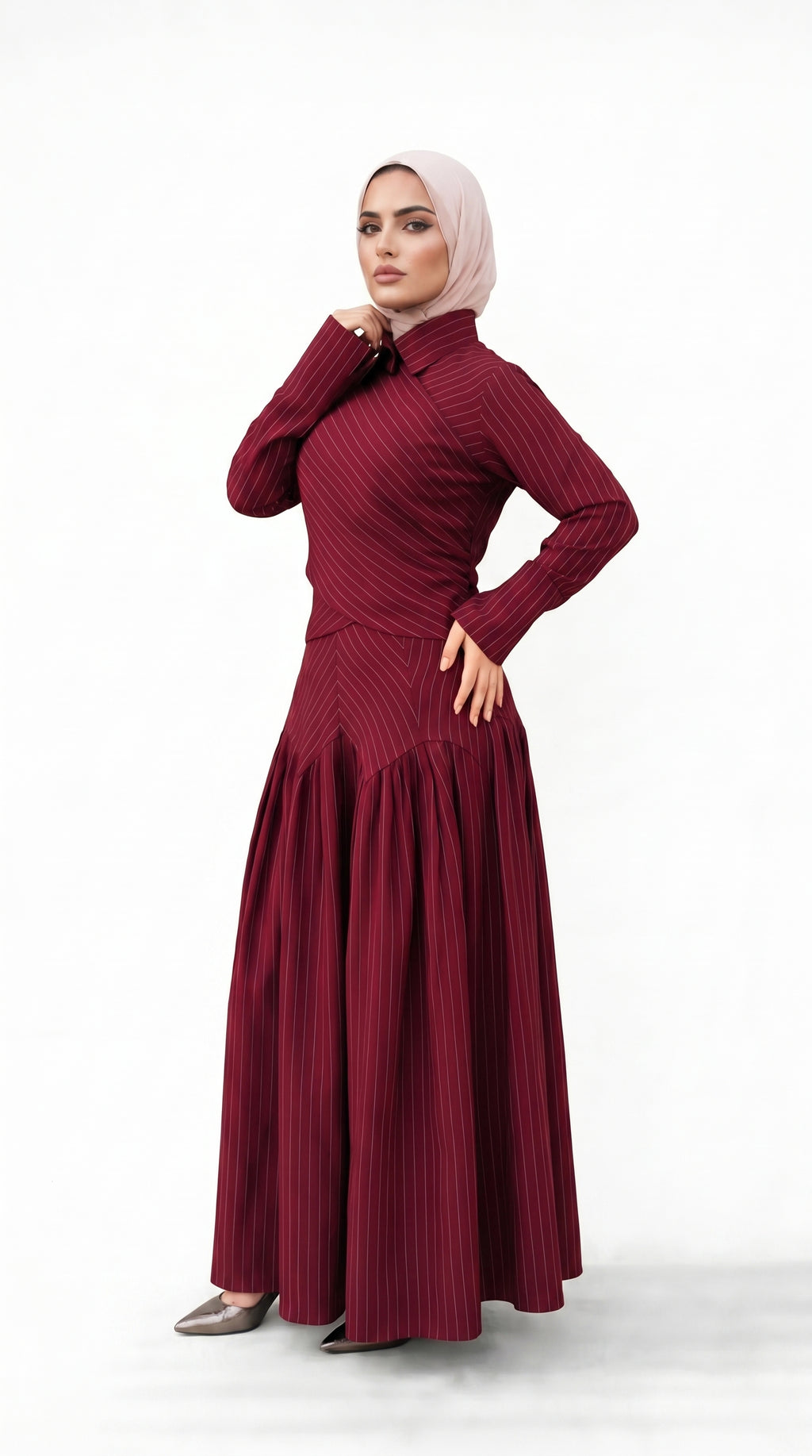 Midnight Poise Maxi Set - burgundy