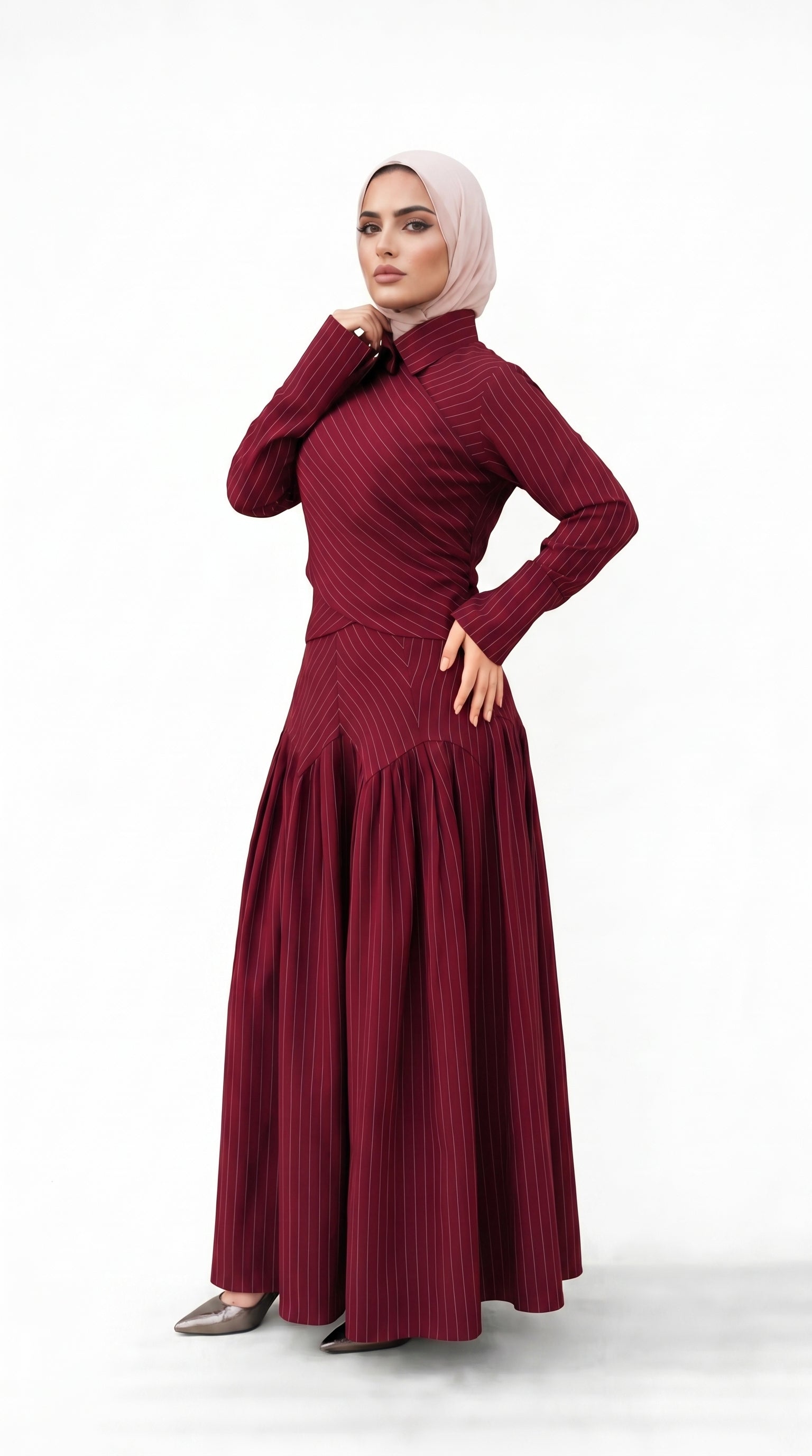 Midnight Poise Maxi Set - burgundy