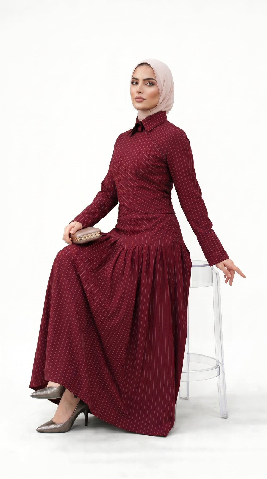 Midnight Poise Maxi Set - burgundy